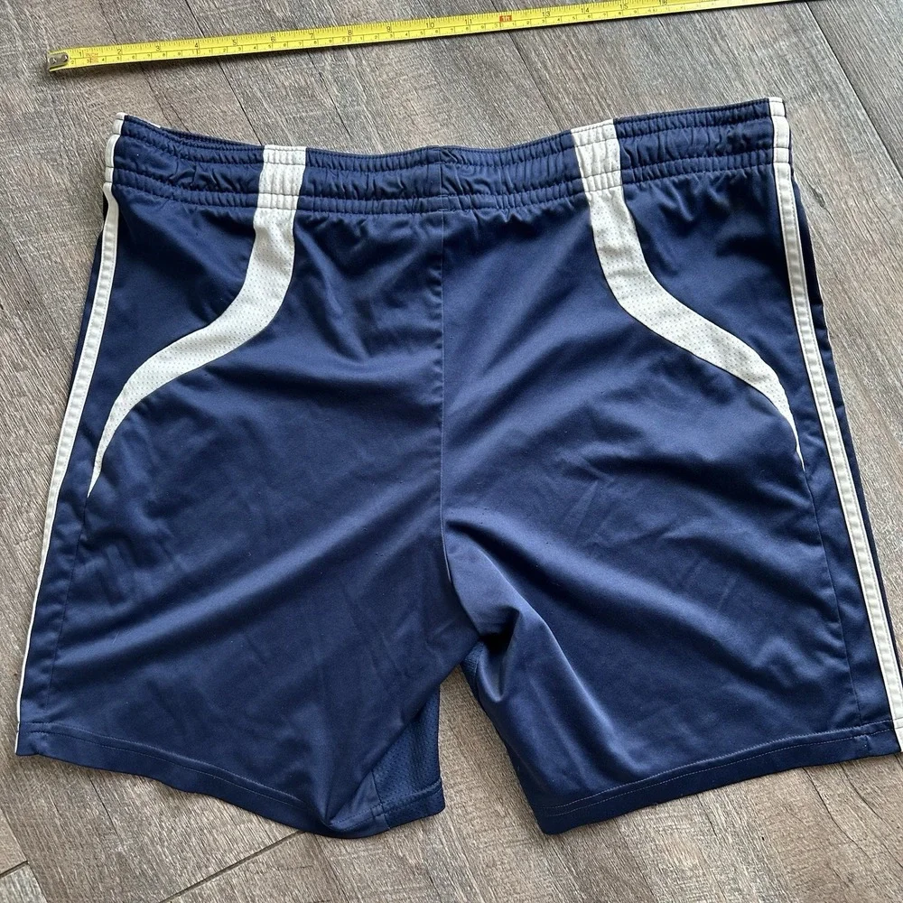 Adidas ClimaCool Athletic Shorts Navy 3-Stripe Mens Soccer Gym Vintage